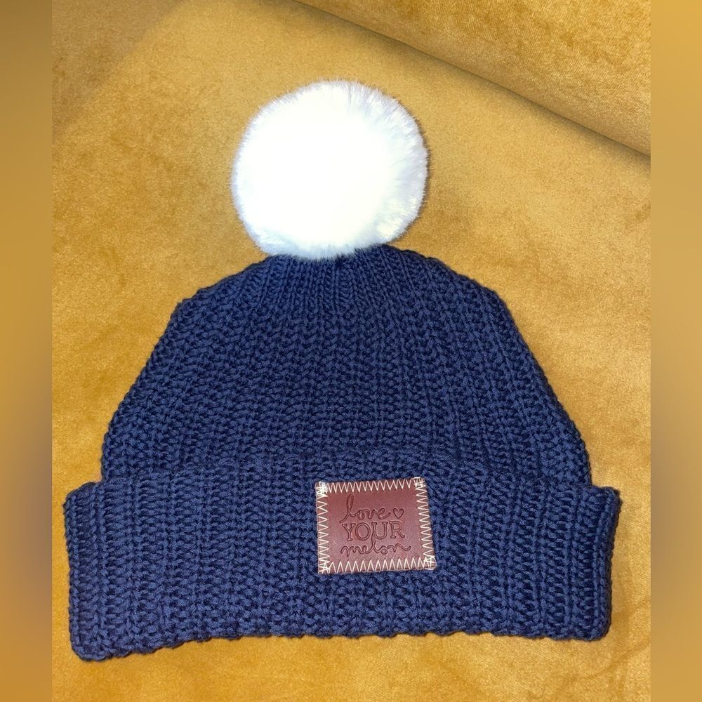 Love Your Melon Navy Beanie Hat with Pom Pom